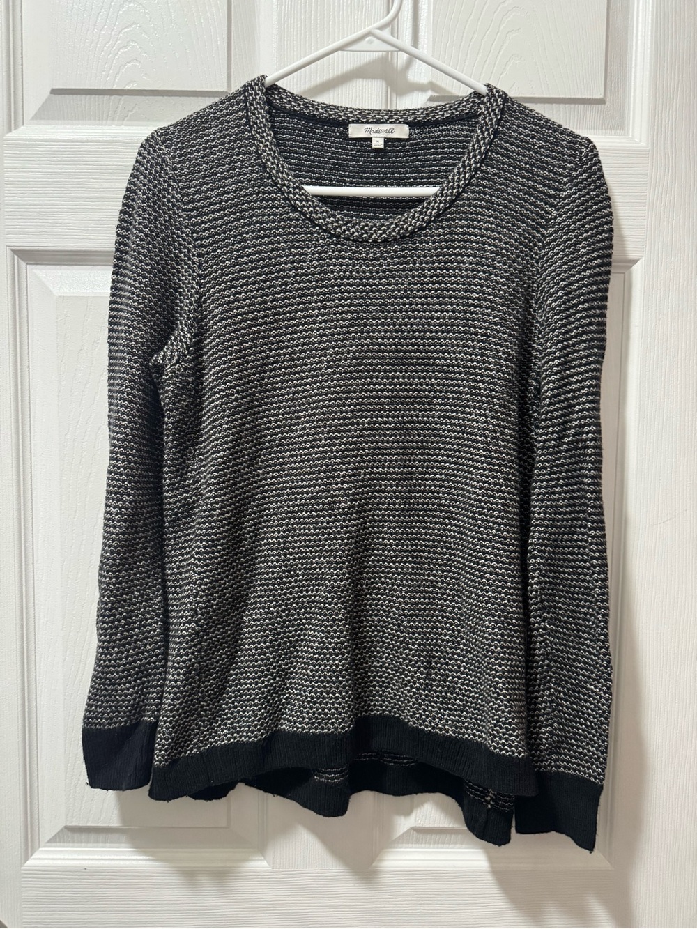 Madewell Black & White Marled Knit Sweater
